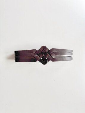 PUNTO FIBBIA Brown Leather Woven Waist Belt, Size S